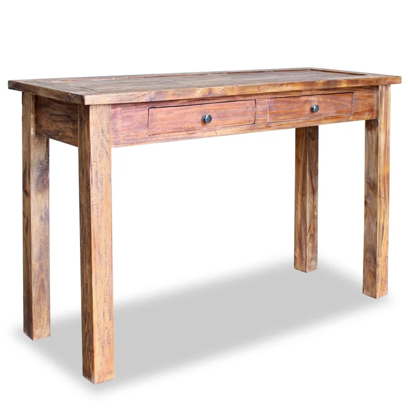 Table d'appoint console d'entrée meuble de salon avc tiroirs en bois d'acajou massif 123x42x75 cm DEC031733