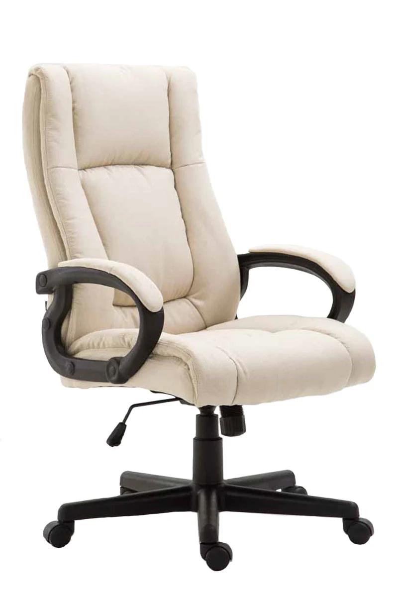Chaise de direction rembourrée pivotant avec accoudoirs avec revêtement tissu crème cadre plastique 10_0006988