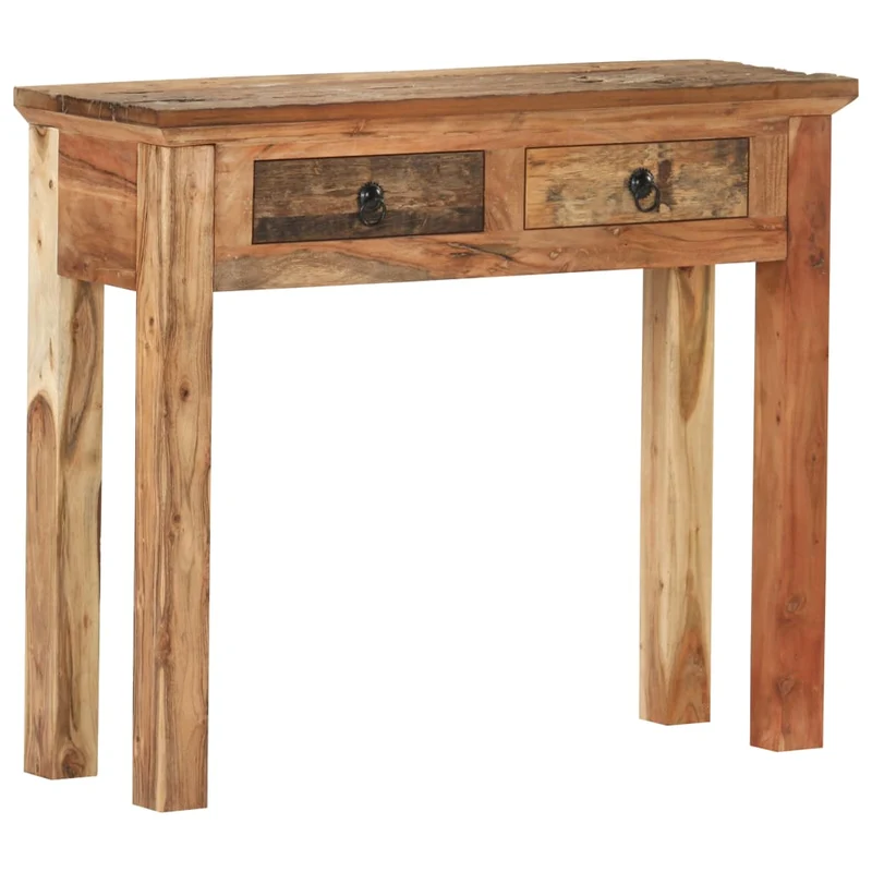 Table console avec tiroirs 90,5 x 30 x 75 cm bois d'acacia et de récupération marron DEC031583
