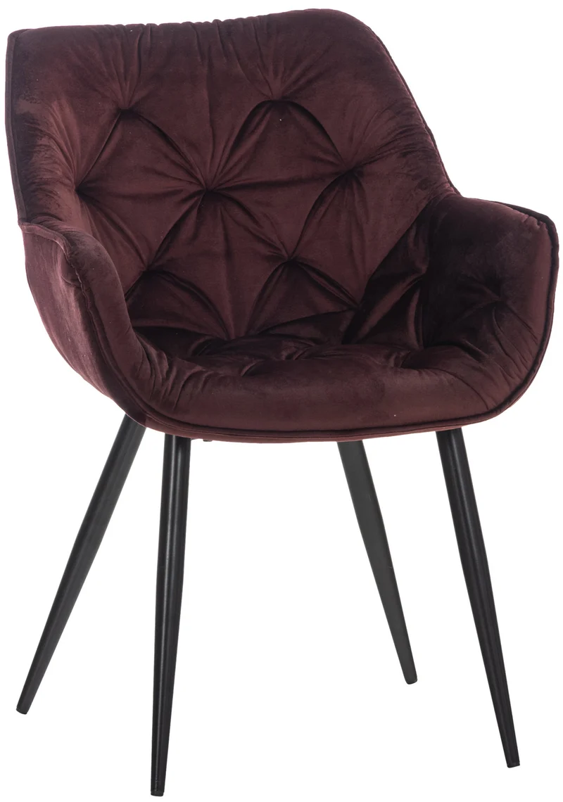 Chaise de coiffeuse salon bureau rembourré confortable et moderne capitonné velours bordeaux FAL10531