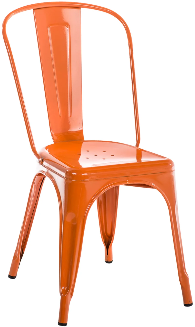 Chaise de salle à manger avec dossier x1 design industriel en métal orange 10_0005546