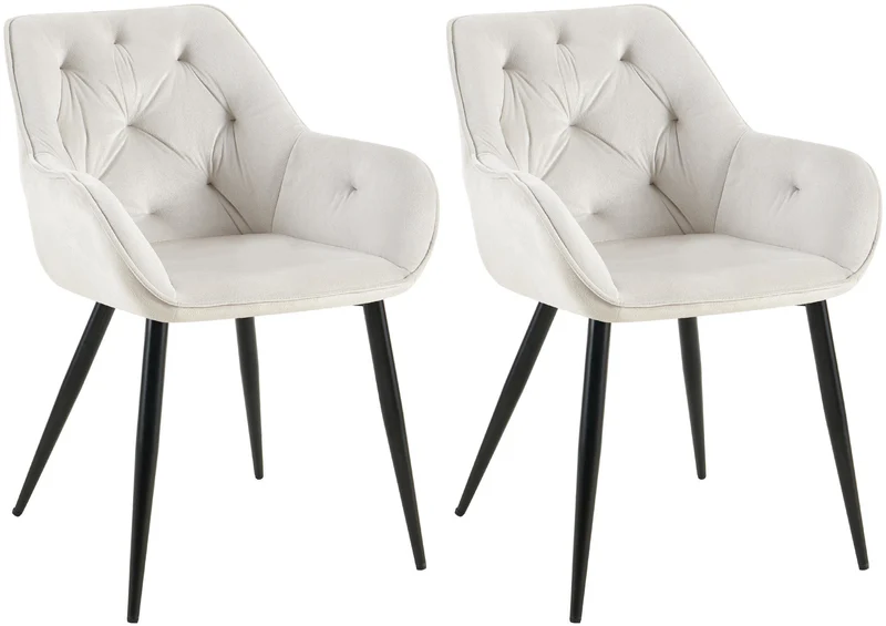 Lot de 2 chaises de salle à manger avec revêtement en velours gris clair cadre métal noir style moderne et contemporain 10_0006560