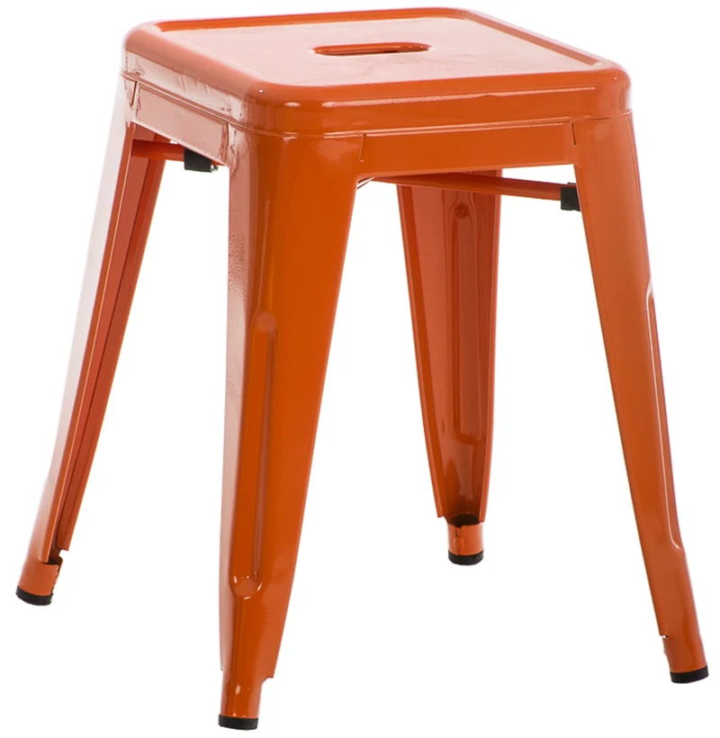 Tabouret hauteur 46 cm design industriel en métal orange 10_0005591