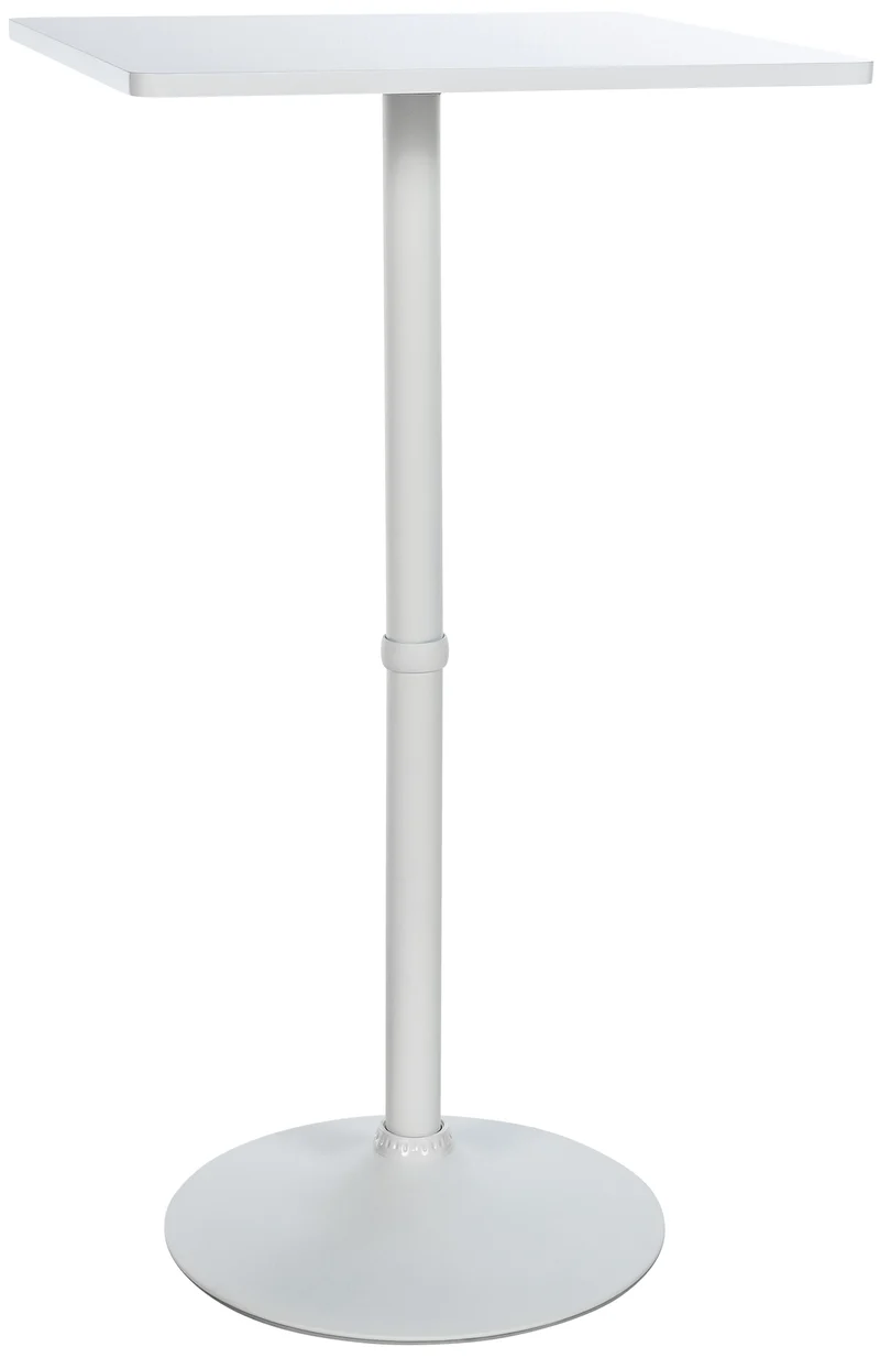 Table de bar bistrot plateau carré 60 x 60 cm en bois blanc cadre en métal blanc 10_0005589