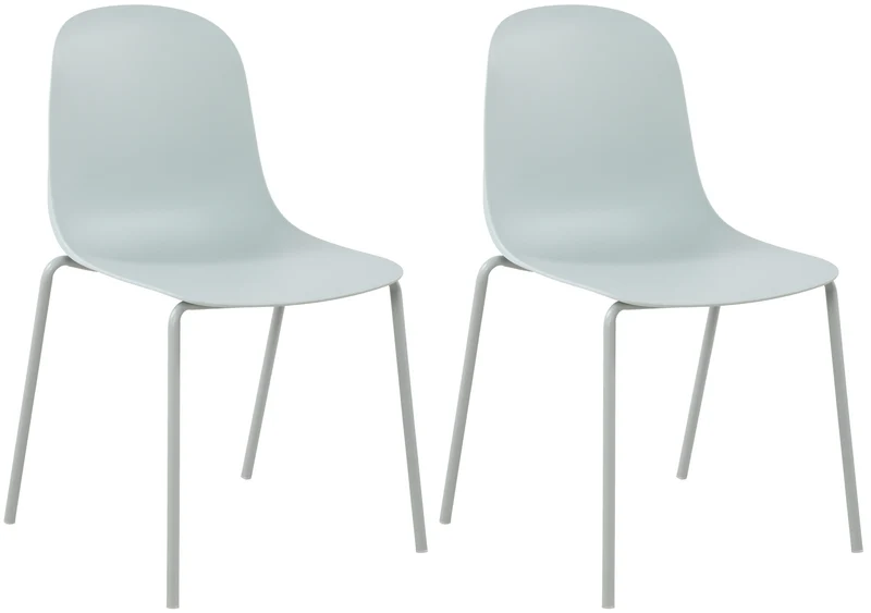 Lot de 2 chaises de jardin en plastique turquoise et cadre robuste à quatre pieds en acier 10_0007328