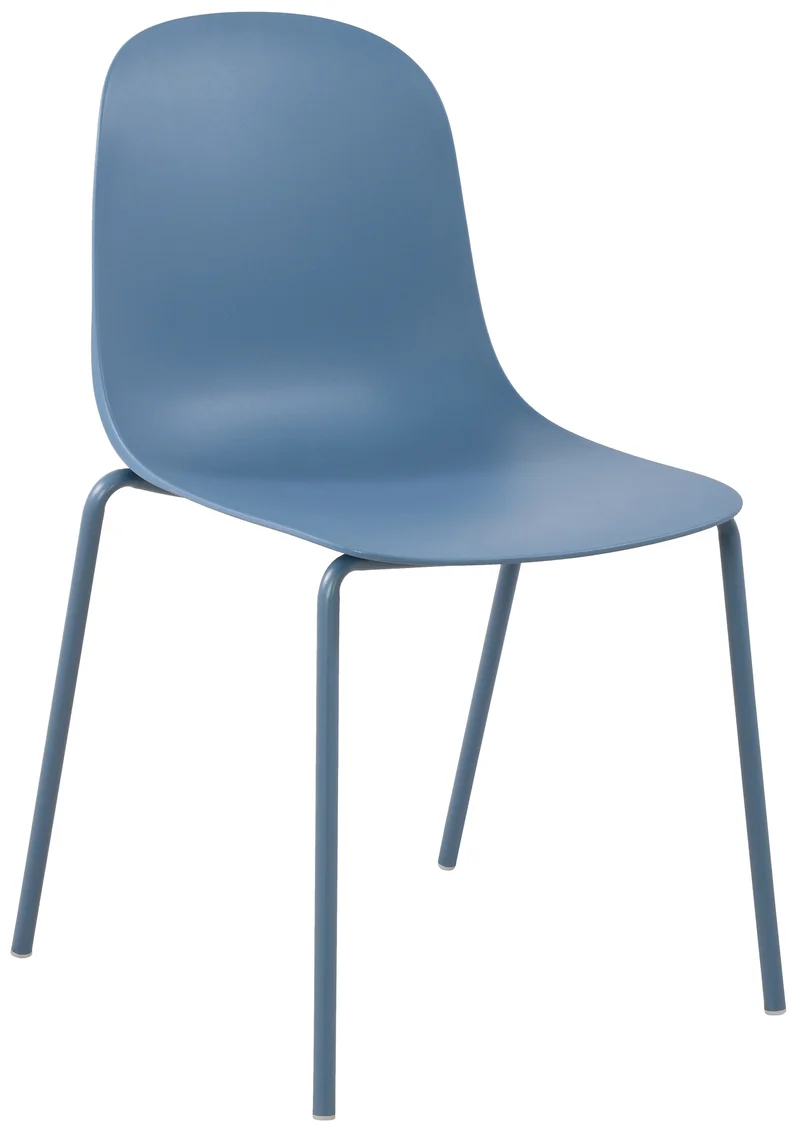 Chaise de jardin x1 en plastique bleu et cadre robuste à quatre pieds en acier 10_0007292