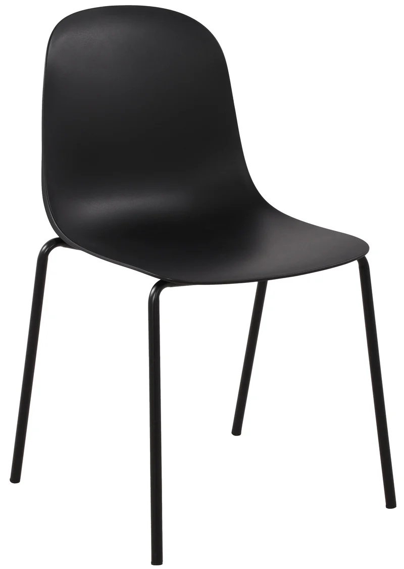 Chaise de jardin x1 en plastique noir et cadre robuste à quatre pieds en acier 10_0007289
