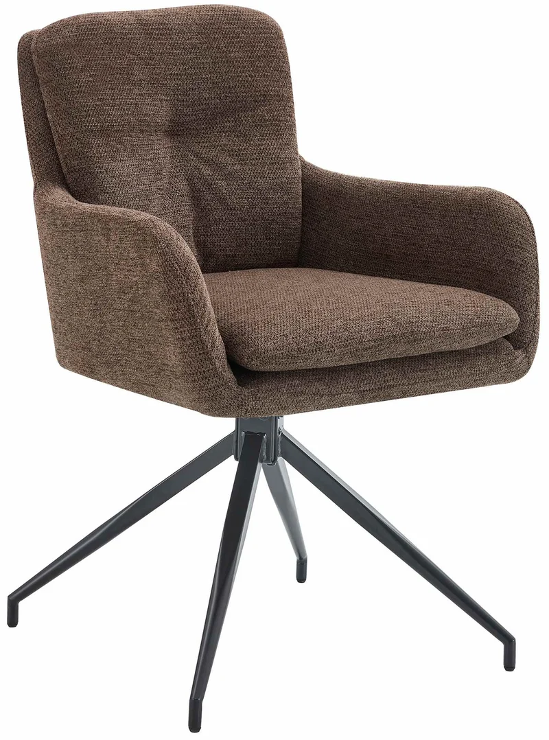Chaise de salle à manger x1 fonction pivotante confortable et moderne en tissu marron cadre métal 10_0007531