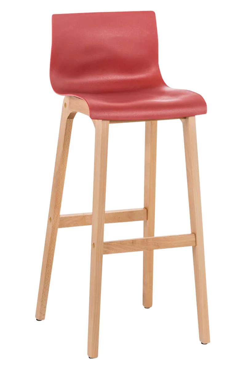 Tabouret de bar x1 piètement à 4 pieds en bois assise plastique gris style scandinave 10_0005840