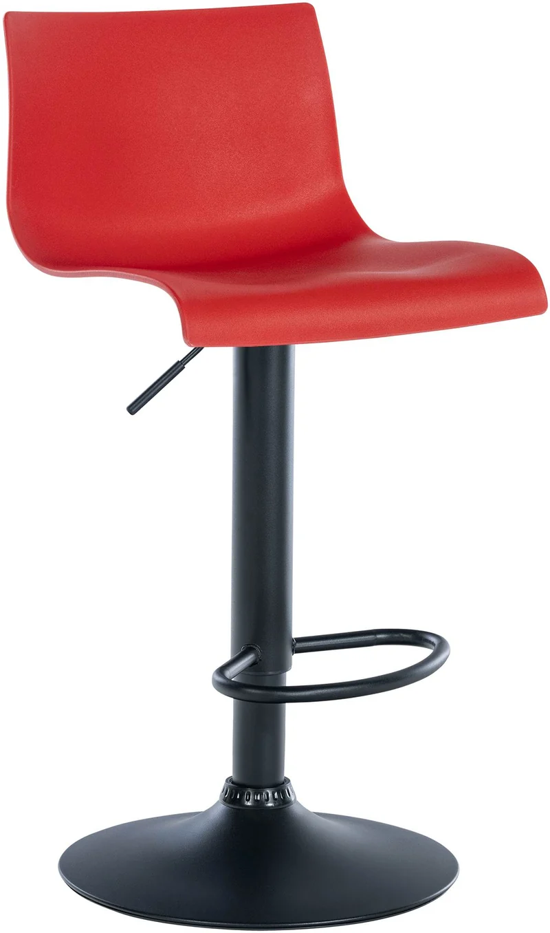 Tabouret de bar x1 design simple avec repose-pieds en plastique rouge pieds en métal noir 10_0004552