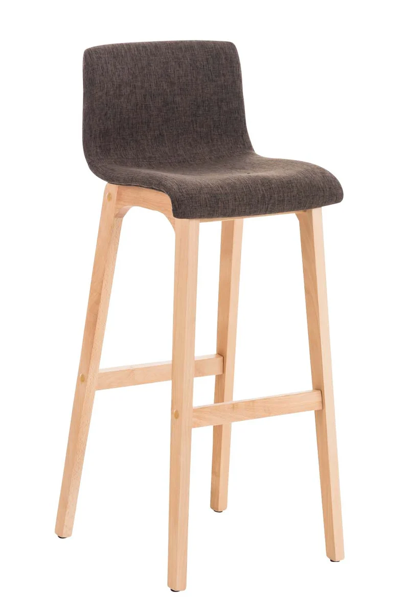 Tabouret de bar x1 design moderne en tissu marron piètement stable à 4 pieds en bois clair 10_0004971