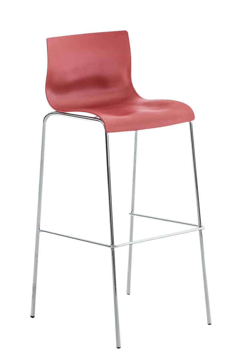 Tabouret de bar avec repose-pieds dossier incurvé en plastique noir et 4 pieds en métal chromé 10_0004941
