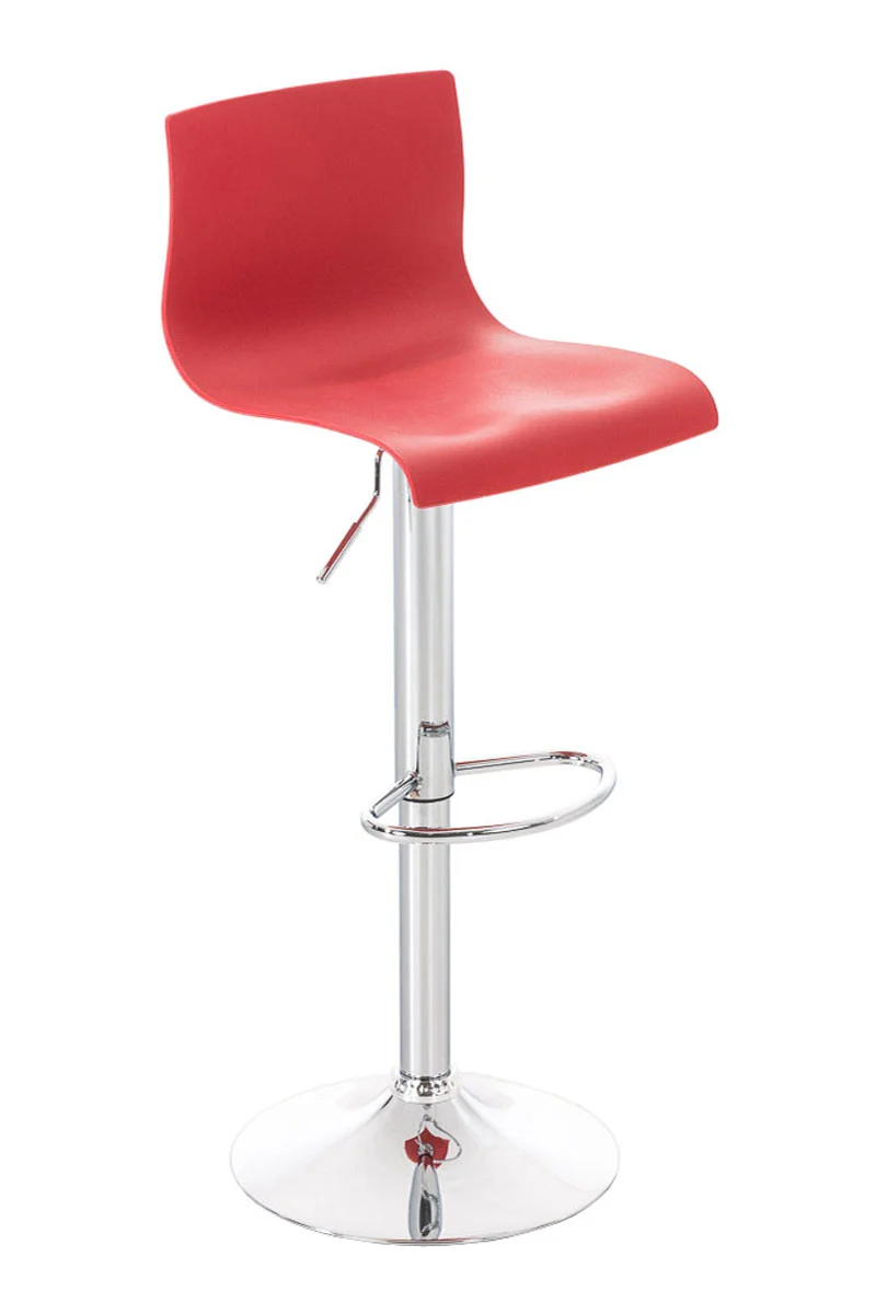 Tabouret de bar x1 avec repose-pieds design moderne plastique rouge et métal 10_0000058
