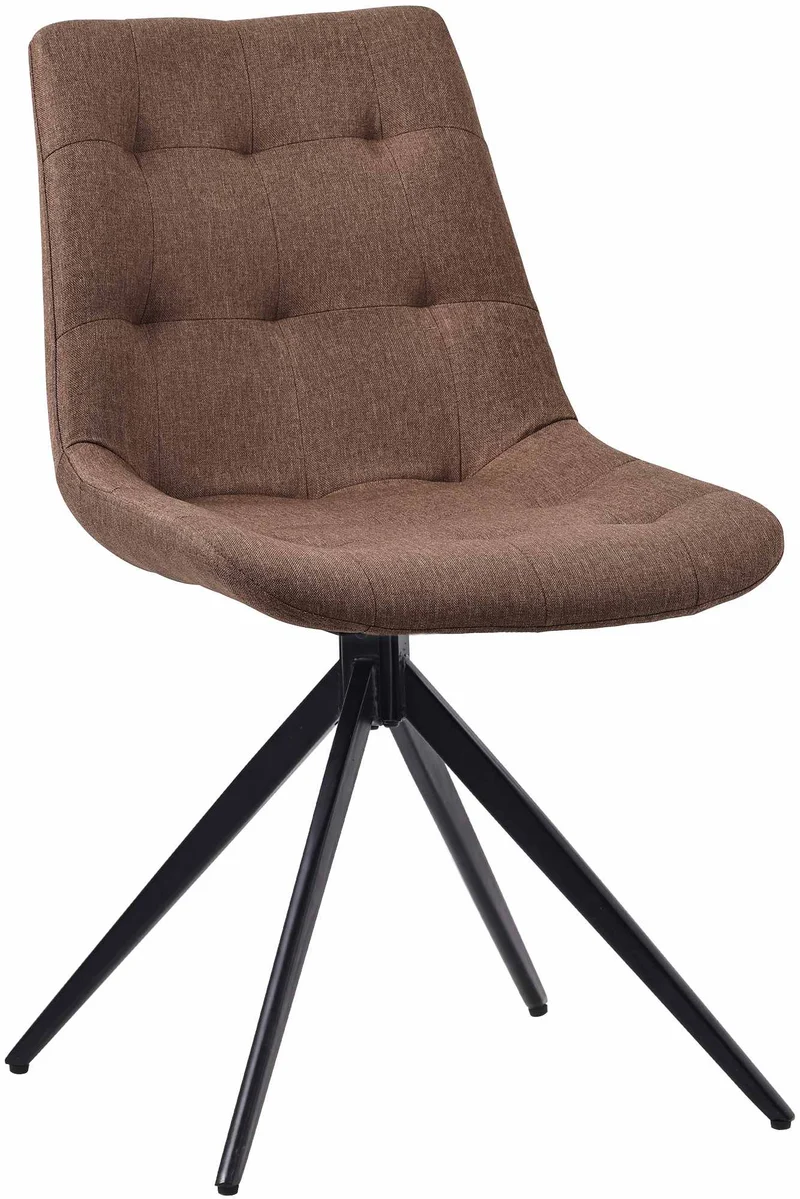 Chaise contemporaine pivotante avec pieds croisés en métal noir et assise en tissu marron 10_0007491