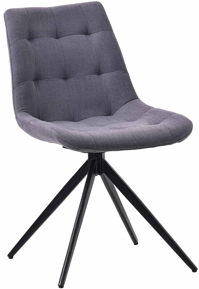 Chaise contemporaine pivotante avec pieds croisés en métal noir et assise en tissu gris foncé 10_0007379