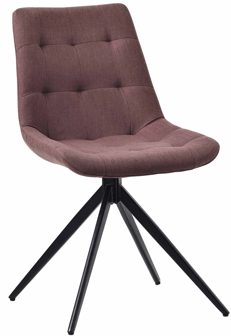Chaise contemporaine pivotante avec pieds croisés en métal noir et assise en tissu marron 10_0007362