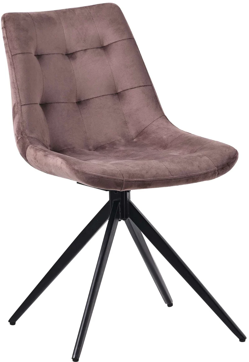 Chaise contemporaine pivotante avec pieds croisés en métal noir et assise en velours marron 10_0007256