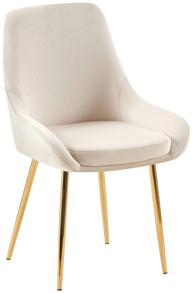 Chaise de salle à manger x1 élégance confort design moderne en velours crème structure métallique doré 10_0007546