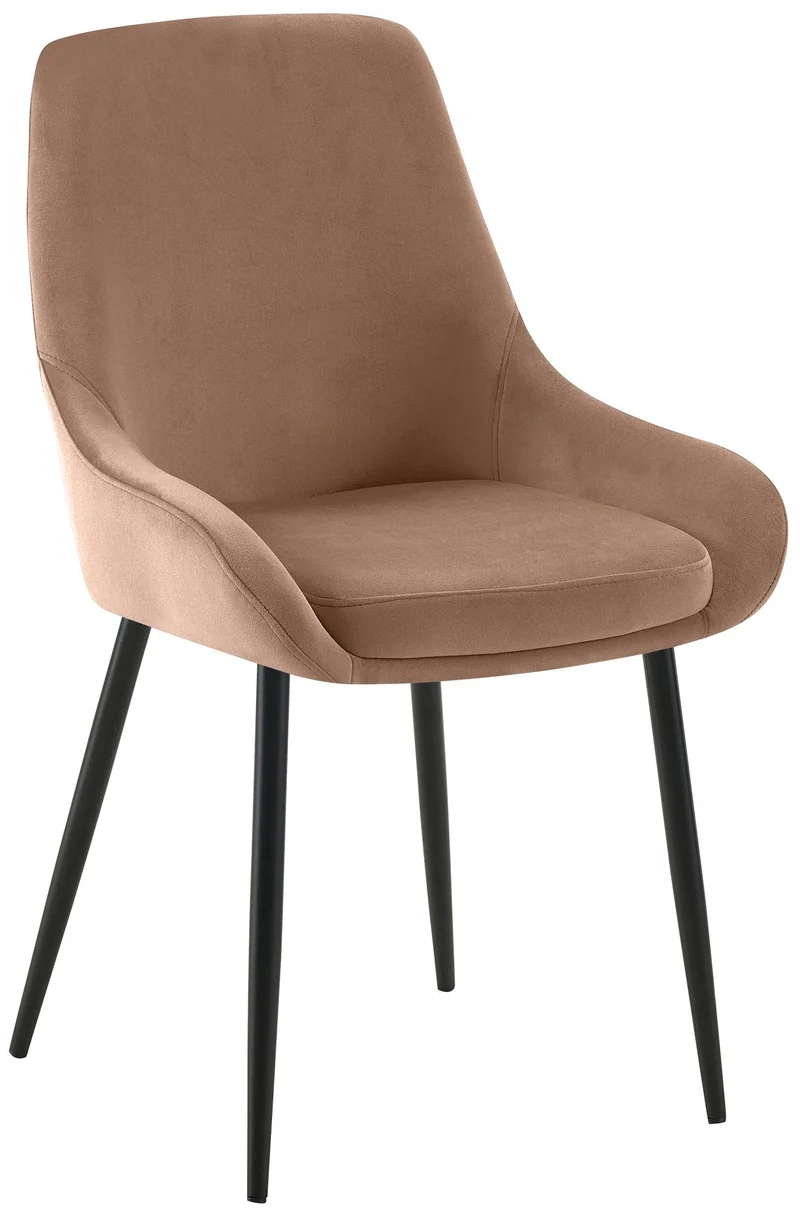 Chaise de salle à manger x1 élégance confort design moderne en velours marron structure métallique noir 10_0007393