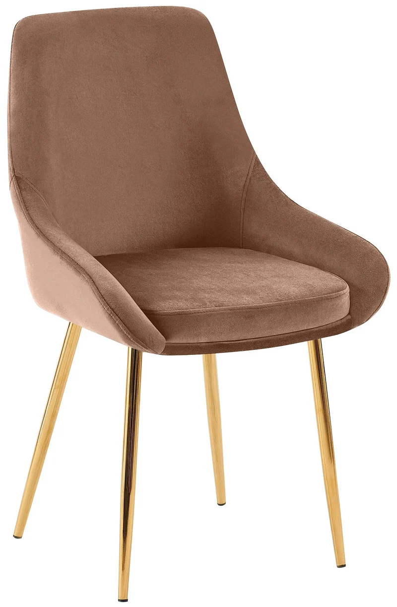 Chaise de salle à manger x1 élégance confort design moderne en velours marron structure métallique doré 10_0007392