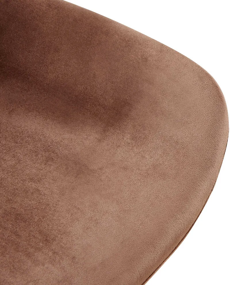 Chaise de salle à manger x1 pivotant à 360 degrés en velours marron cadre en métal noir 10_0007730