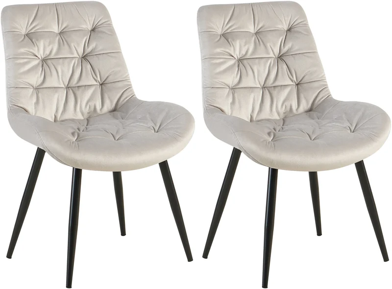 Chaises de salle à manger x2 en velours gris clair cadre en métal noir confort & élégance intemporelle 10_0007566