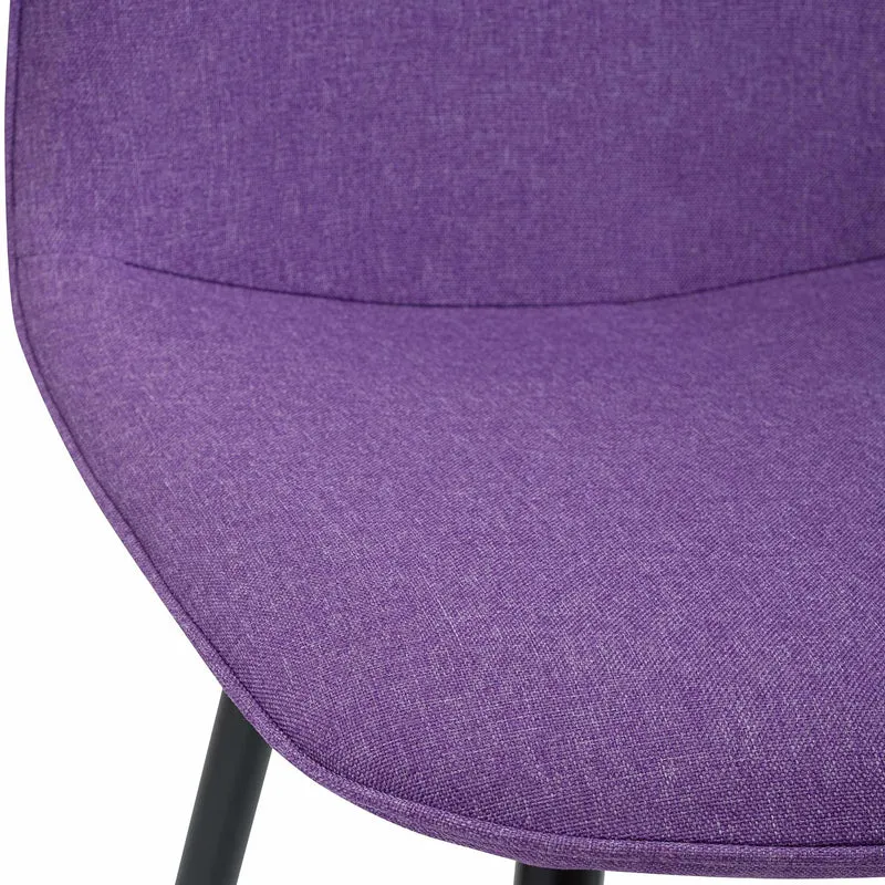 Lot de 2 chaises de salle à manger élégantes et minimalistes en tissu violet cadre en métal noir 10_0007543