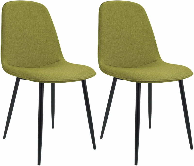 Lot de 2 chaises de salle à manger élégantes et minimalistes en tissu vert cadre en métal noir 10_0007522