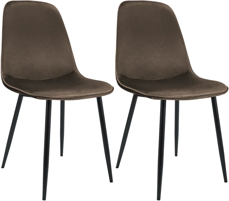 Lot de 2 chaises de salle à manger élégantes et minimalistes en velours marron cadre en métal noir 10_0007428