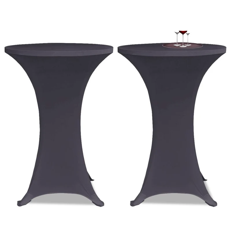 Housse de table extensible 2 pcs Ø70 cm Anthracite DEC022378