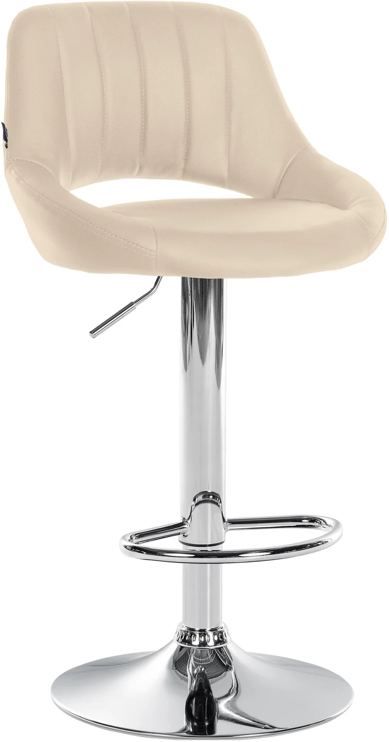 Tabouret de bar x1 avec repose-pieds pivotant et réglable en PVC crème et métal 10_0005210
