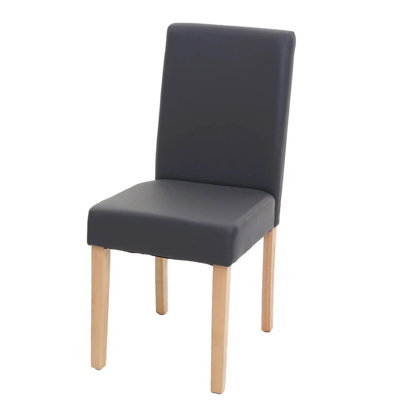 Chaise de salle à manger cuisine en synthétique gris mat pieds en bois clair design moderne 04_0002314