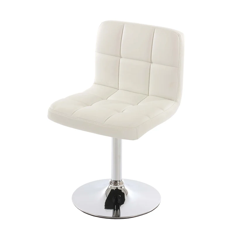 Chaise de salle à manger cuisine bureau sans roulettes synthétique blanc pied chromé 04_0002297