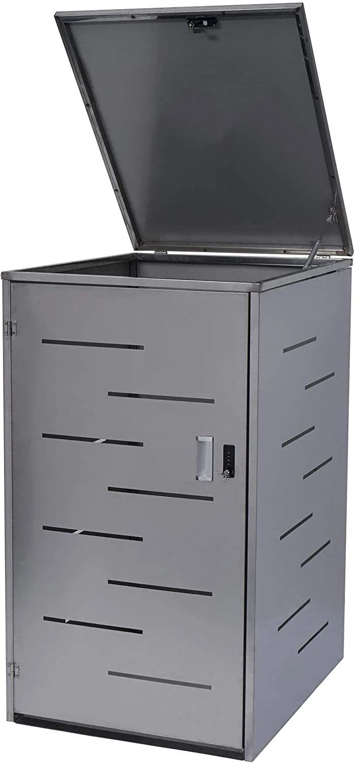 Abri de poubelles extérieur conteneurs à ordures jusqu'à 2 bacs 116x71x98 cm en acier inoxydable 04_0005590