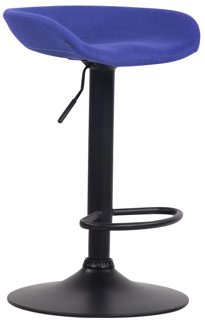 Tabouret de bar x1 hauteur réglable repose-pieds en feutrine bleu cadre métal noir 10_0006250