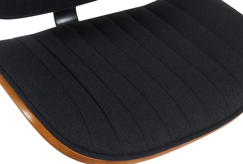 Lot de 2 tabourets de bar style rétro moderne assise en tissu noir bois noyer et cadre métal chromé 10_0006584