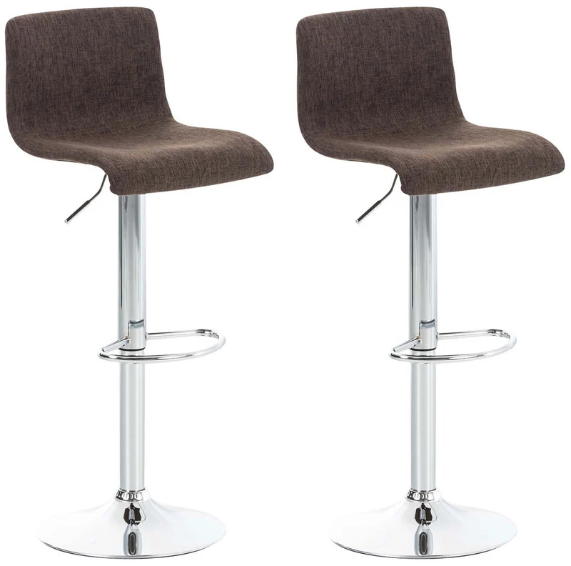 Set de 2 tabourets de bar métal chromé tissu marron 10_0004204
