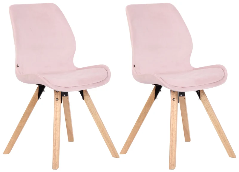 Lot de 2 chaises de salle à manger en velours rose style scandinave pieds bois CDS101122