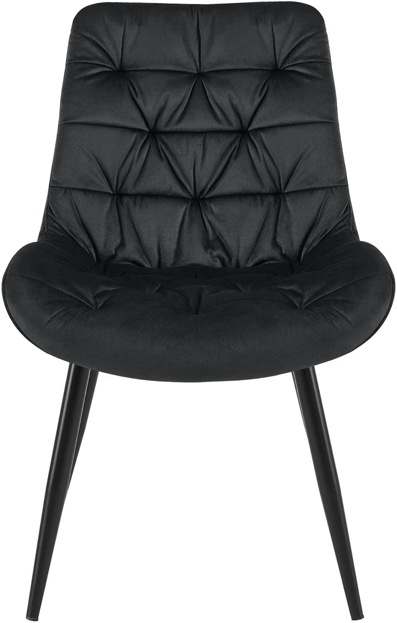 Chaise de salle à manger x1 en velours noir cadre en métal noir confort & élégance intemporelle 10_0007226