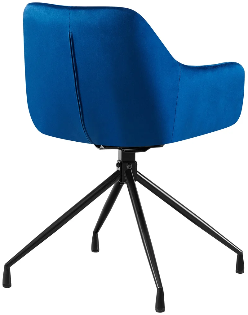 Lot de 2 fauteuils en velours bleu à piétement étoile en métal noir – Chaise style contemporain 10_0007680
