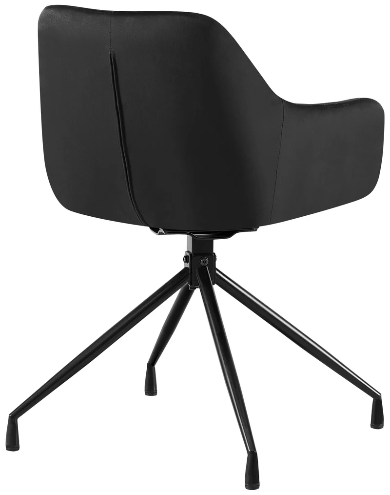 Lot de 2 fauteuils en velours noir à piétement étoile en métal noir – Chaise style contemporain 10_0007636