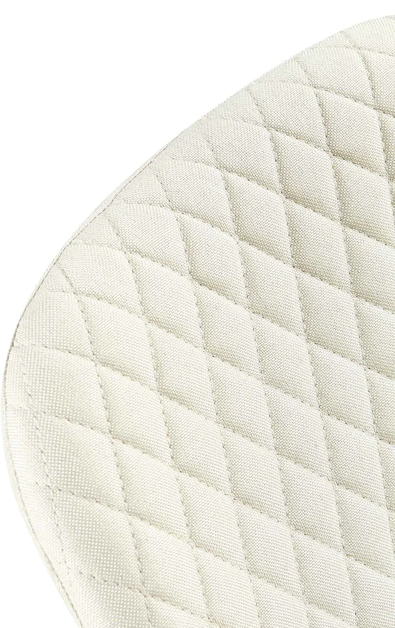 Chaises de salle à manger x4 coutures décoratives losanges assise en tissu crème pieds métal noir mat 10_0007734