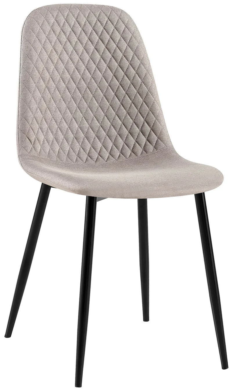 Chaise de salle à manger x1 coutures décoratives losanges assise en tissu gris pieds métal noir mat 10_0007273