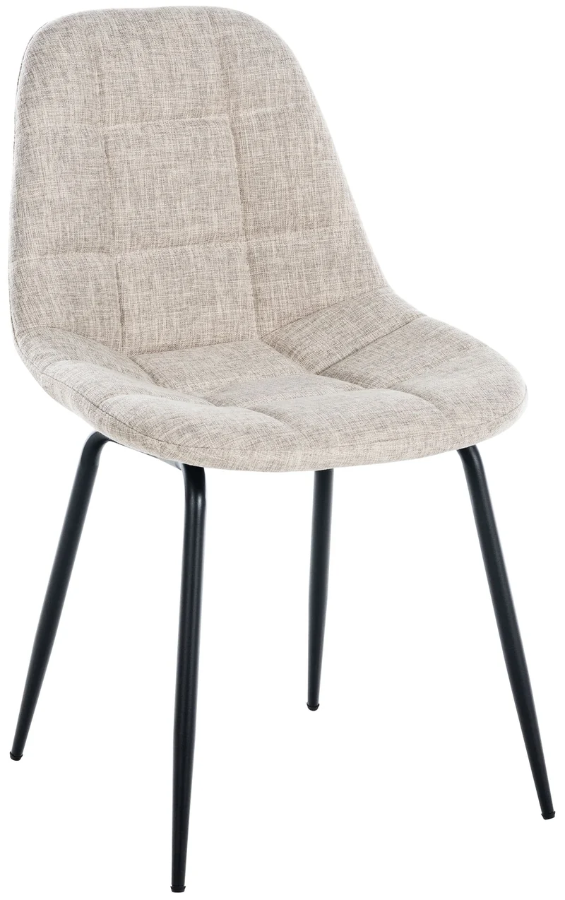 Chaise de salle à manger x1 surpiqûres décoratives en tissu crème piètement en métal 10_0007365