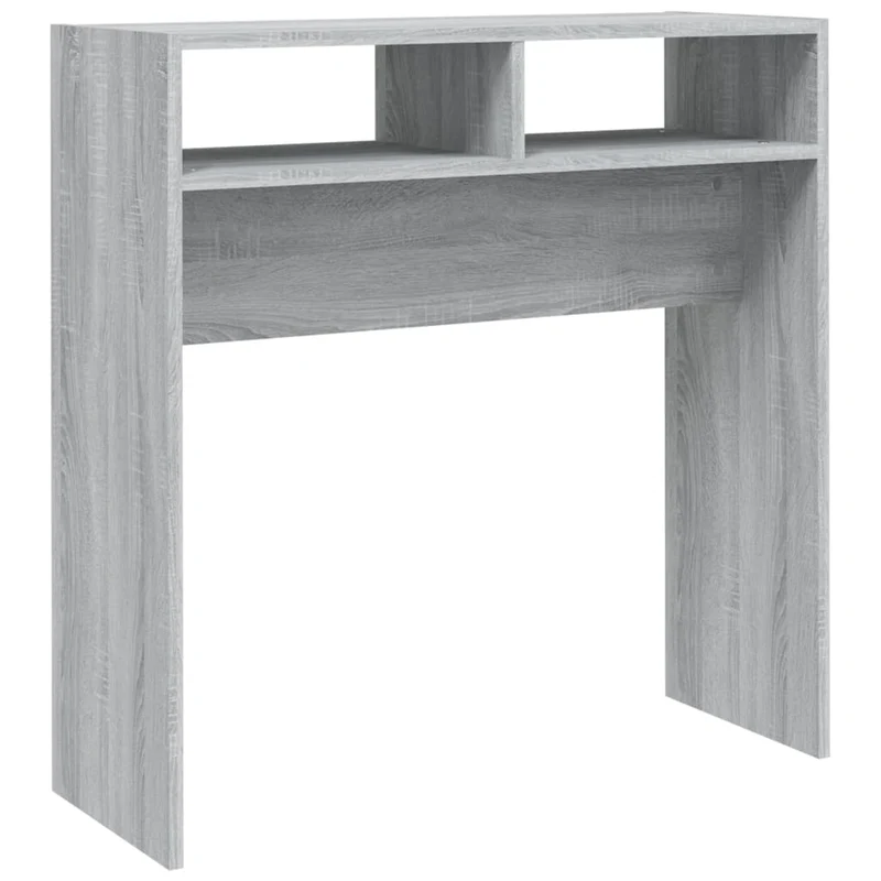 Table d'appoint console pratique avec compartiments de rangement 78 x 30 x 80 cm bois d'ingénierie gris DEC032249