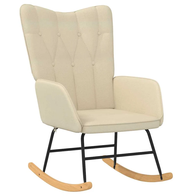 Fauteuil à bascule d'allaitement rembourré relax pour salon en tissu crème capitonné DEC028915