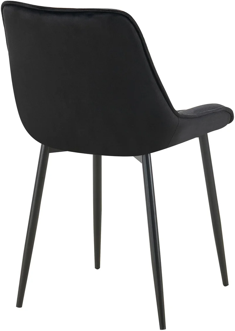 Chaise de salle à manger x1 assise et dossier capitonné en velours noir et métal noir 10_0007237