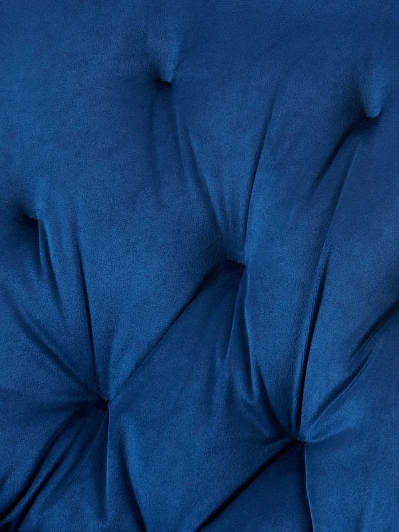 Chaise de salle à manger x1 assise et dossier capitonné en velours bleu et métal noir 10_0007234