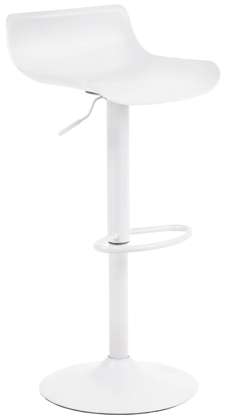 Tabouret de bar x1 avec repose-pieds cadre en métal blanc assise plastique blanc 10_0005592