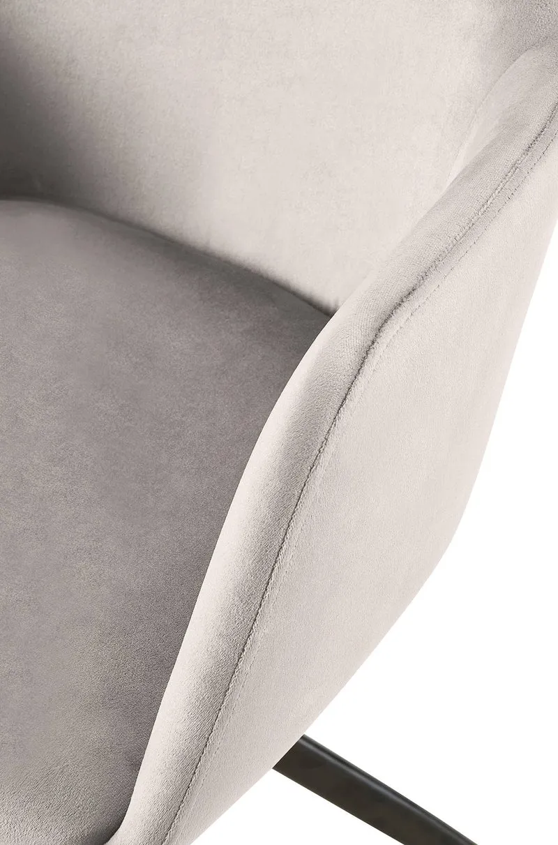 Chaise de salle à manger x1 rotation à 180 degrés de l'assise en velours gris et métal 10_0005788